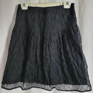 Kay Unger NY Skirt Silk Black Lace Overlay Lined Evening Old Money sz 6 Cocktail
